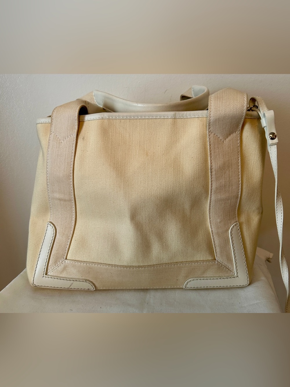 Balenciaga Calabasas Canvas Tote in Pale Cream with Black Logo - Picture 6 of 11